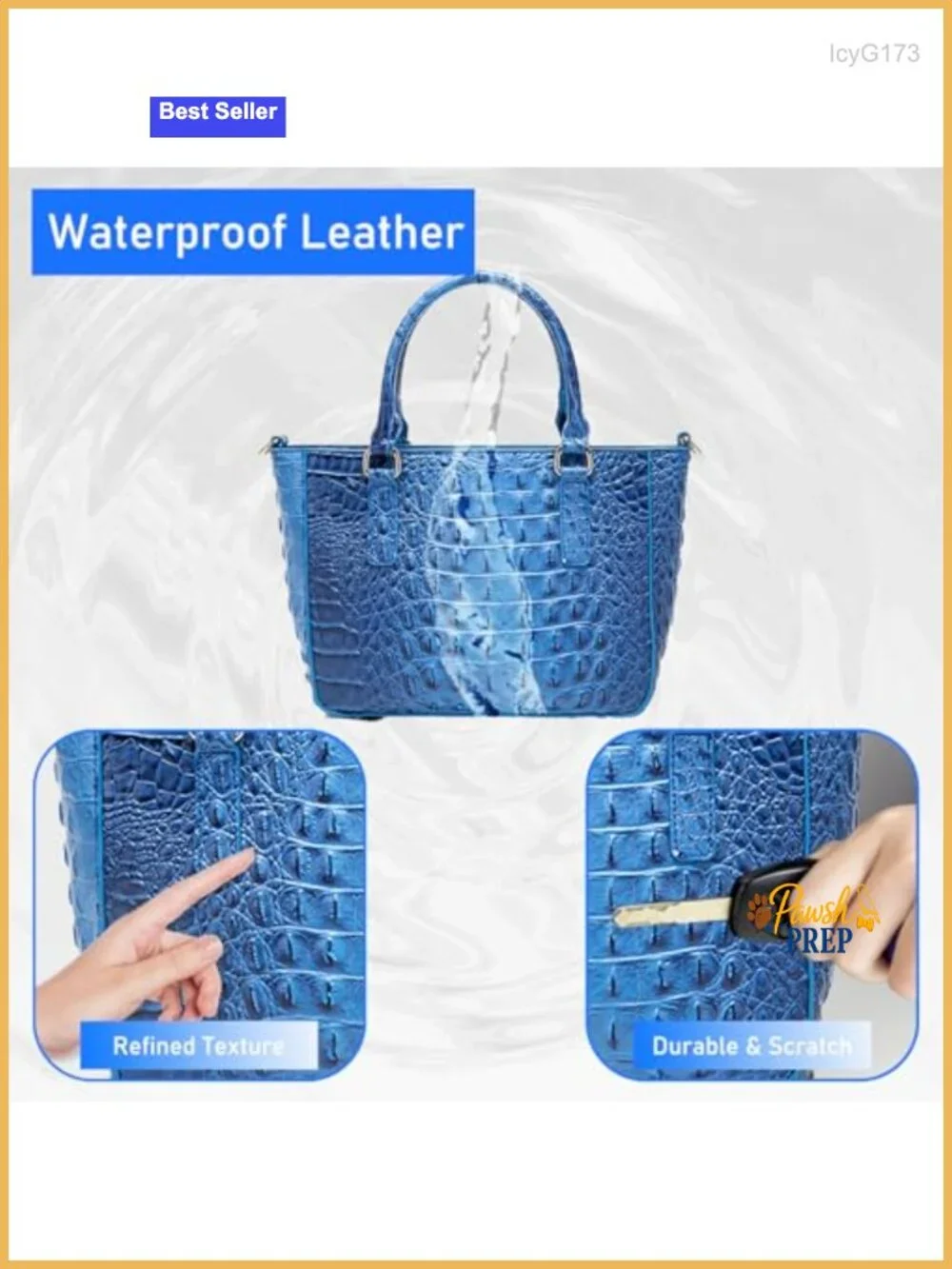 Croc Embossed Faux Leather Satchel Tote Bag with Zipper